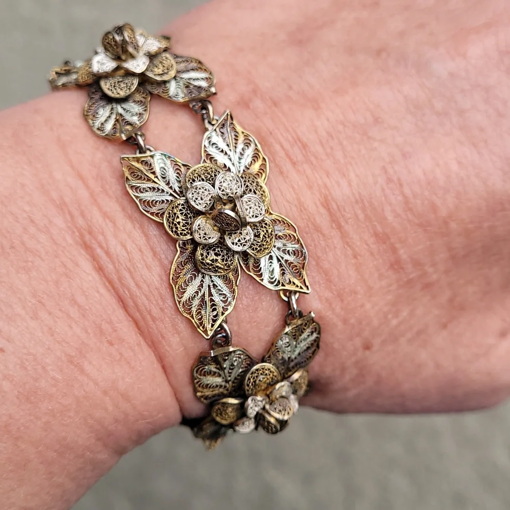 MCM Filigree linked floral rosette bracelet Spritzer & Fuhrmann - Picture 13 of 16